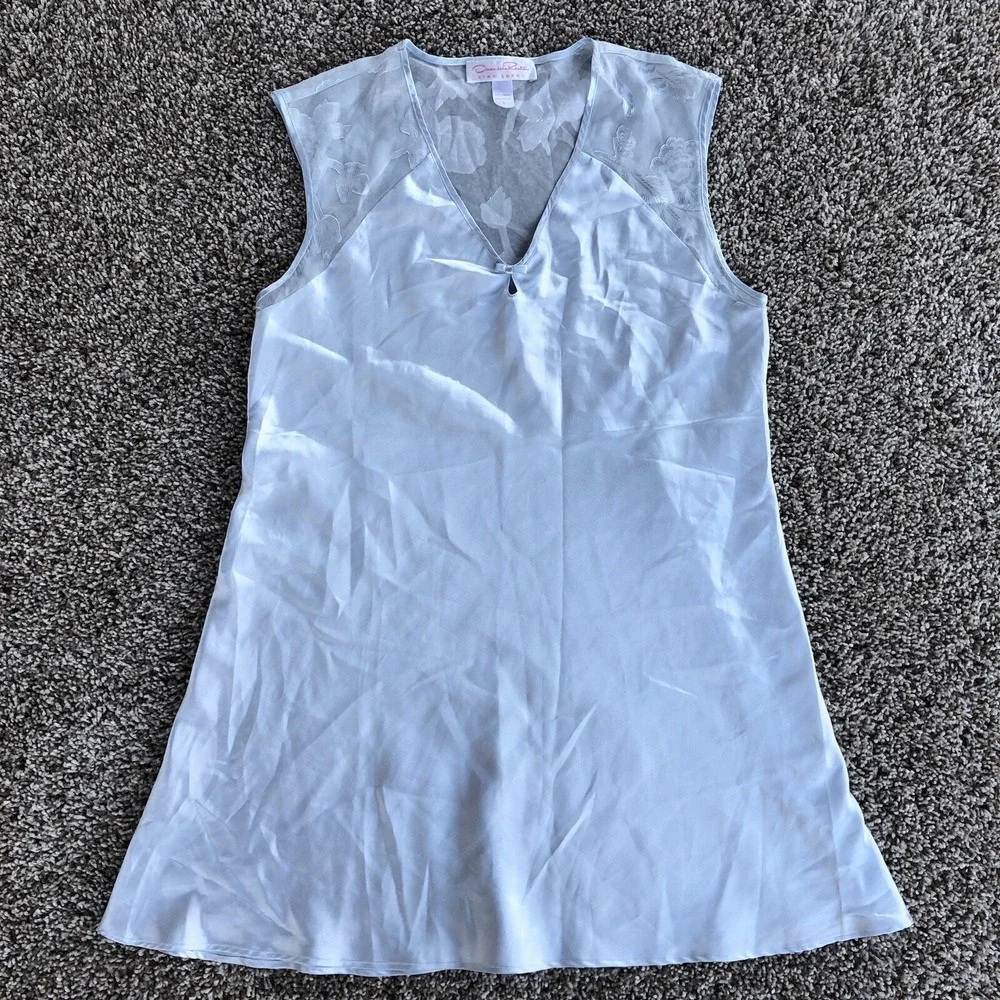 Vintage Oscar De La Renta Nightgown Womens S Pink Label Baby Blue Satin Coquette